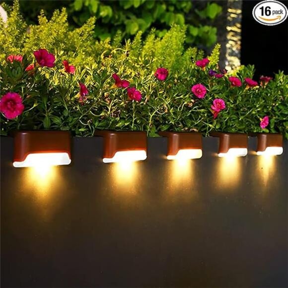 Solar Deck Lights Outdoor 16 Pack LED Waterproof Step Patio Yard Fence Driveway - Picture 7 of 7